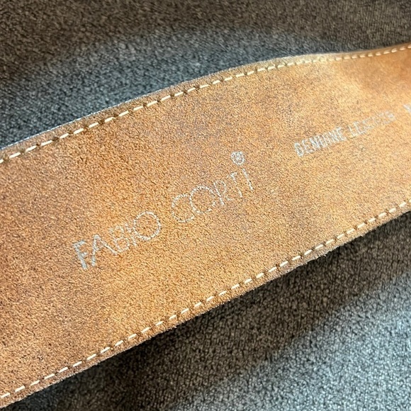 Fabio Corti Brown Crackled Leather Belt Size L - Picture 8 of 9
